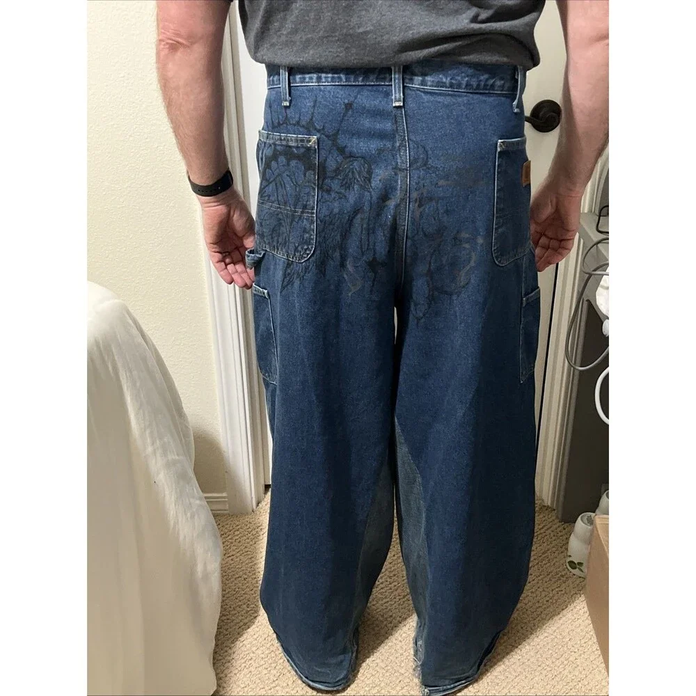 Carhartt Reworked Jeans Split Panel Two Tone Denim Custom Streetwear Thrashed